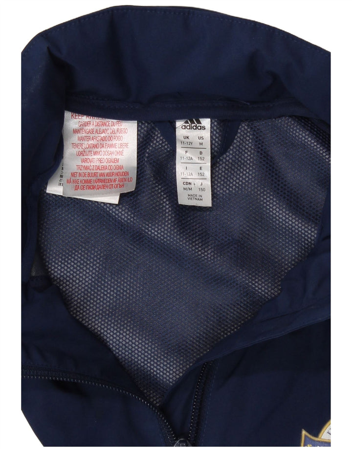 Adidas Jungen-Windbreakerjacke mit Kapuze, 11–12 Jahre, marineblaues Polyester