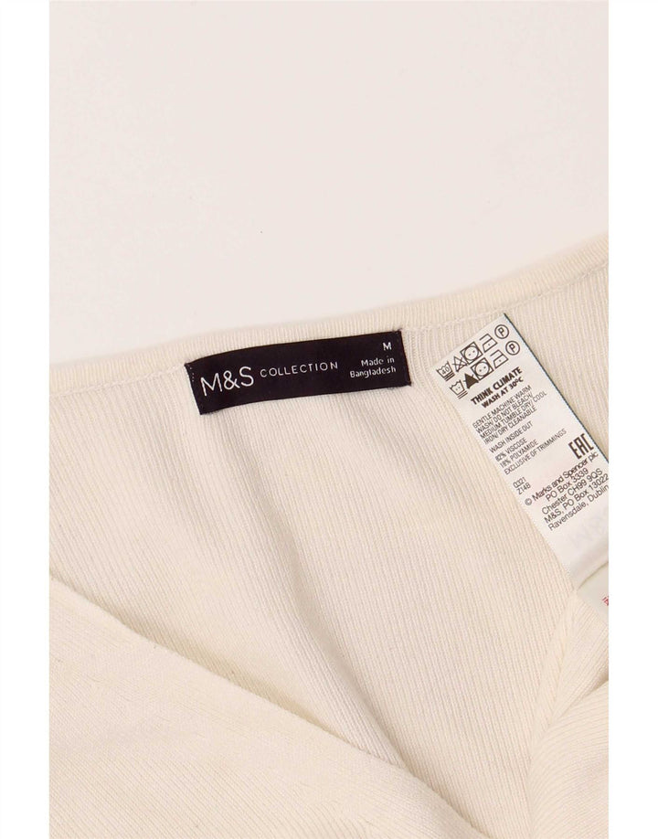Marks & Spencer Damen ärmelloses Blusenoberteil UK 14 Mittelweiße Viskose