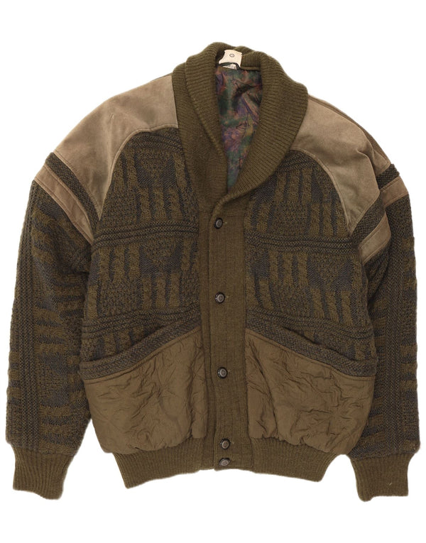 Angelo Litrico Herren-Strickjacke IT 52/54 Large Khaki Colourblock