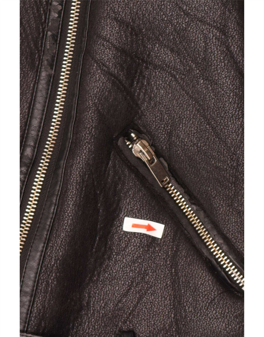 Zara Damen Kunstleder-Sherpa-Jacke UK 14 Mittelschwarzes Polyurethan