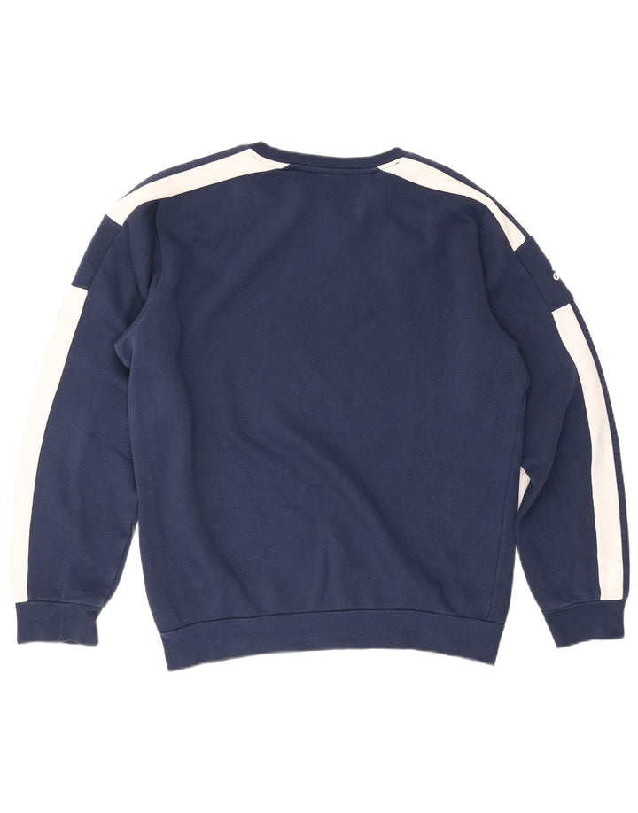 Adidas Herren Grafik-Sweatshirt-Pullover aus mittelblauer, marineblauer Colourblock-Baumwolle