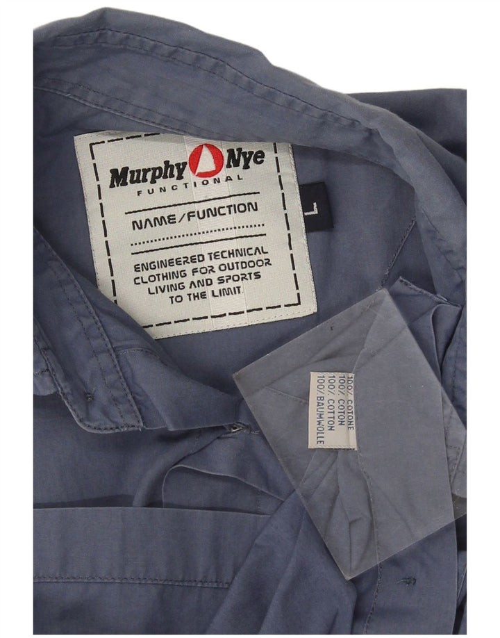 Murphy & Nye Herren-Kurzarmhemd, Größe L, Blau, Baumwolle