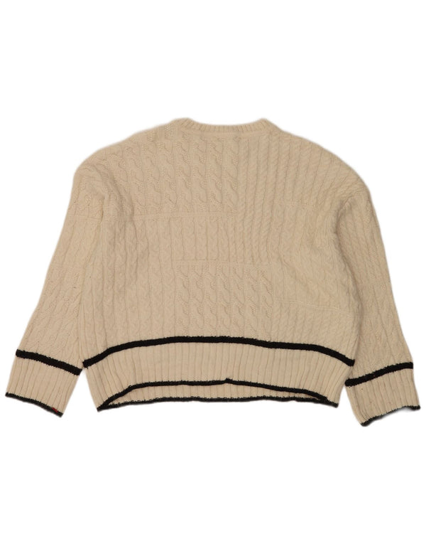 Marks & Spencer Crop-Pullover mit U-Boot-Ausschnitt für Damen, UK 16, Größe L, Beige