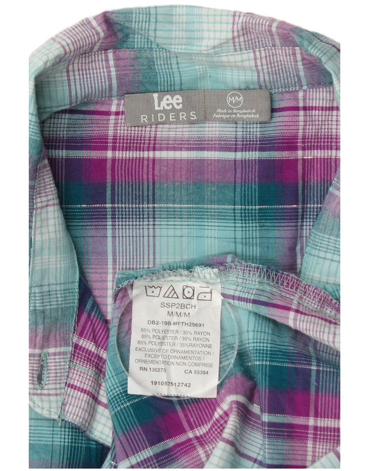 Lee Womens Riders Ärmelloses Hemd UK 14 Mittelgrün kariertes Polyester
