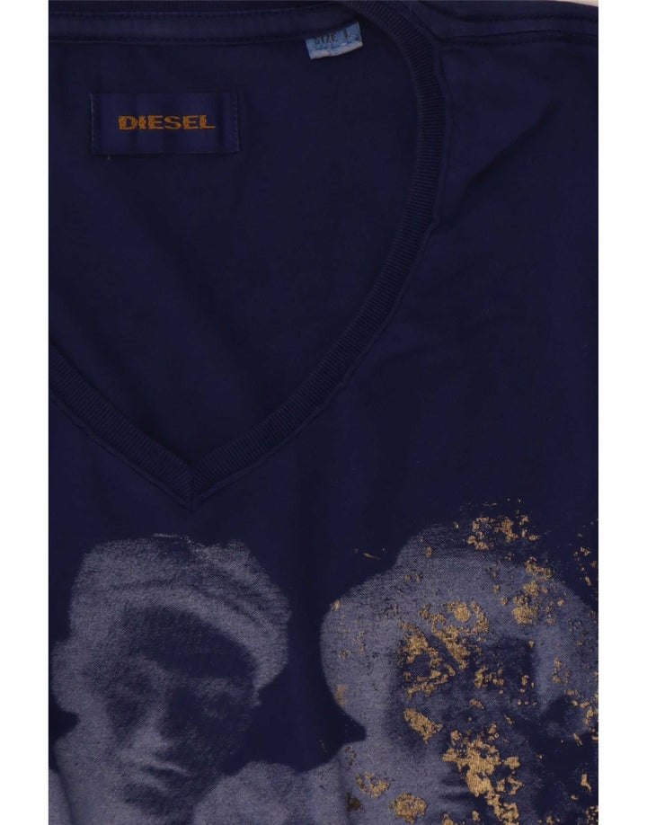 Diesel Herren T-Shirt mit Grafik, Größe L, Blau