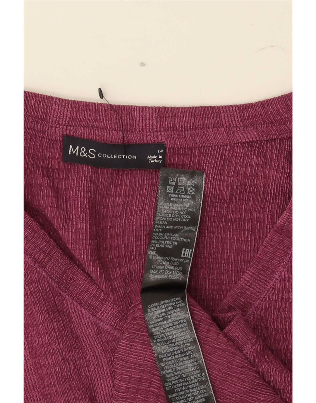 Marks & Spencer Damen T-Shirt Top UK 14 Large Kastanienbraun gestreift Polyester