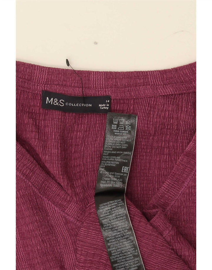 Marks & Spencer Damen T-Shirt Top UK 14 Large Kastanienbraun gestreift Polyester