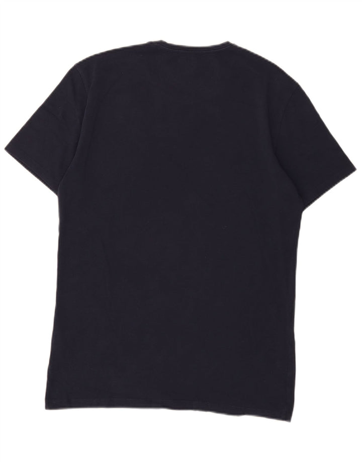 Guess Extra Slim Graphic T-Shirt-Oberteil für Herren aus mittlerer marineblauer Baumwolle