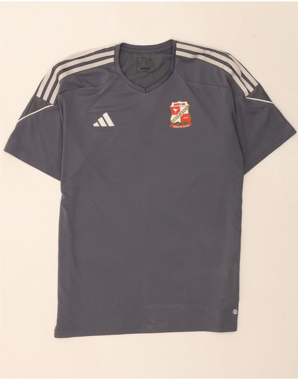 Adidas Herren Swindon Town FC Slim Fit T-Shirt Top Large Grau Polyester