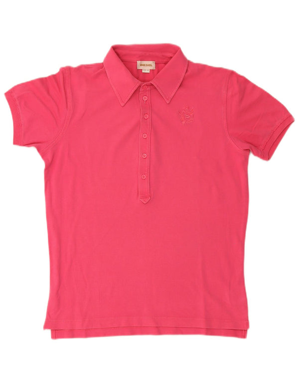 Diesel Damen Poloshirt UK 14 Mittelrosa Baumwolle