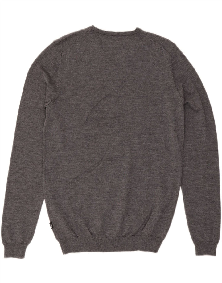 Hugo Boss Herren Slim Fit Pullover mit V-Ausschnitt Mittelgraue Wolle