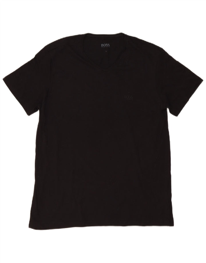 HUGO BOSS Herren T-Shirt Top Large Schwarz Baumwolle
