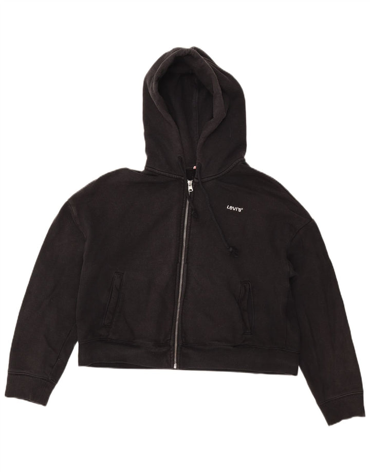 Levi's Damen-Pullover, übergroß, Crop-Zip, Kapuzenpullover, Gr. 10, Größe S, Schwarz