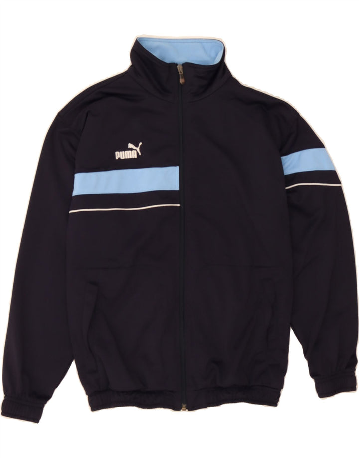 PUMA Boys Tracksuit Top Jacket 11-12 Years Navy Blue Colourblock Polyester Vintage Puma and Second-Hand Puma from Messina Hembry 