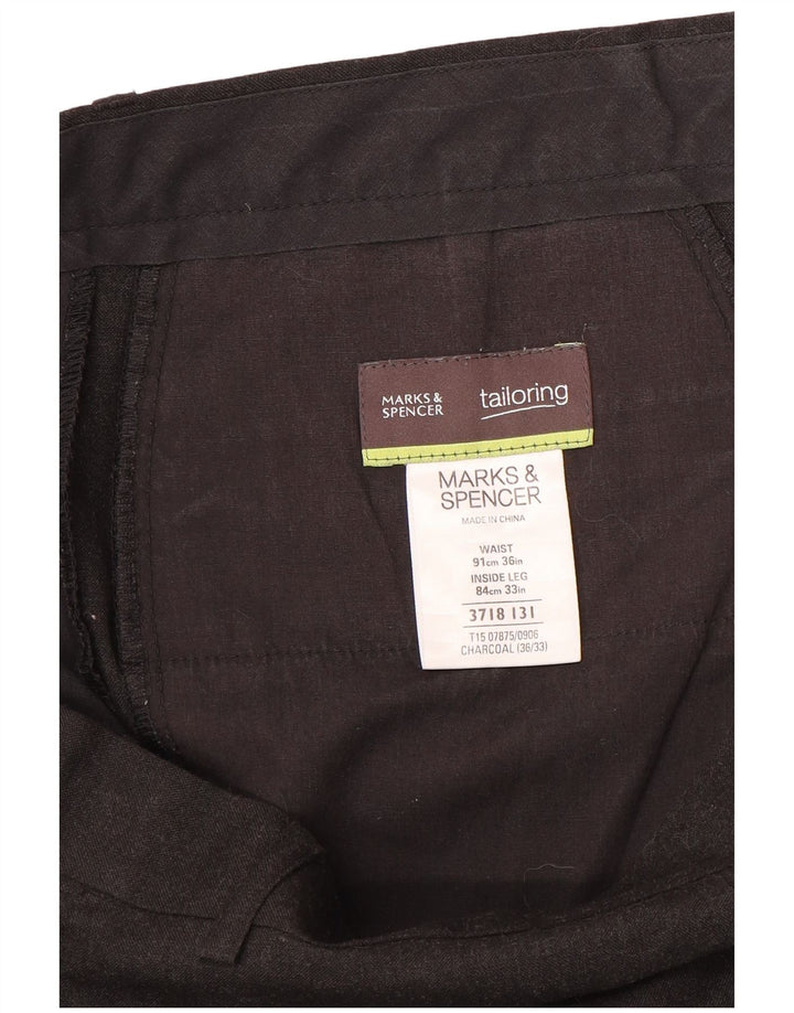 Gerade Herren-Anzughose von Marks & Spencer, W36, L33, grau, Polyester