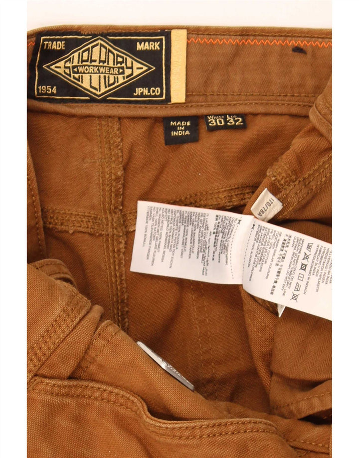 Superdry Herren gerade Cargohose W30 L32 braune Baumwolle
