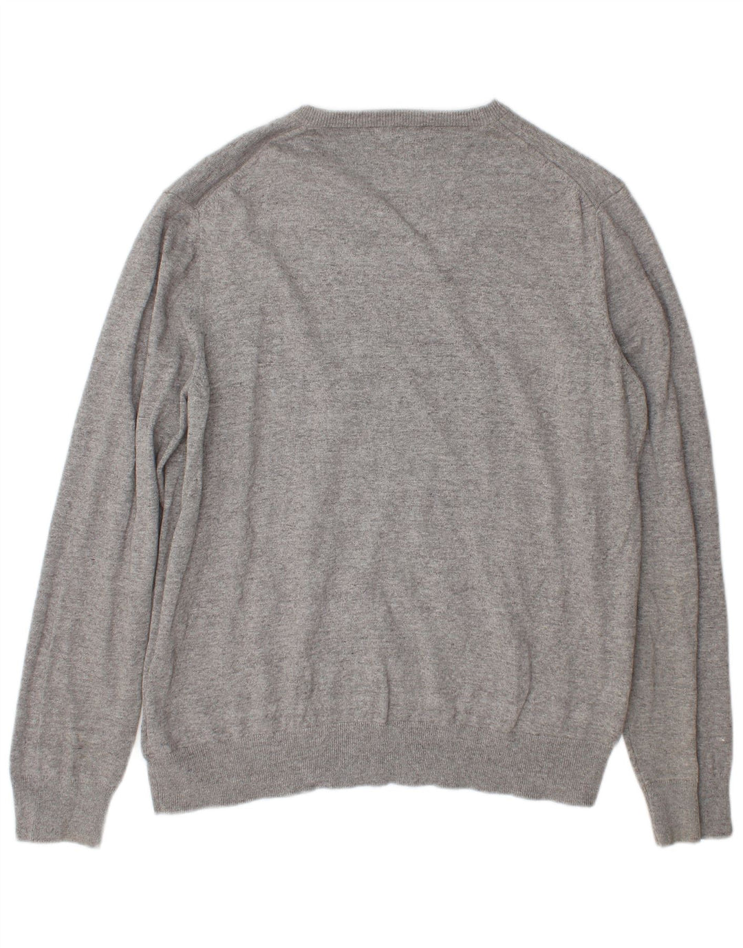 Marks & Spencer Herren-Pullover mit V-Ausschnitt, XL, graue Baumwolle