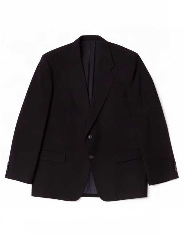 Vintage Herren 2 Knopf Blazer Jacke IT 54 2XL Schwarze Wolle