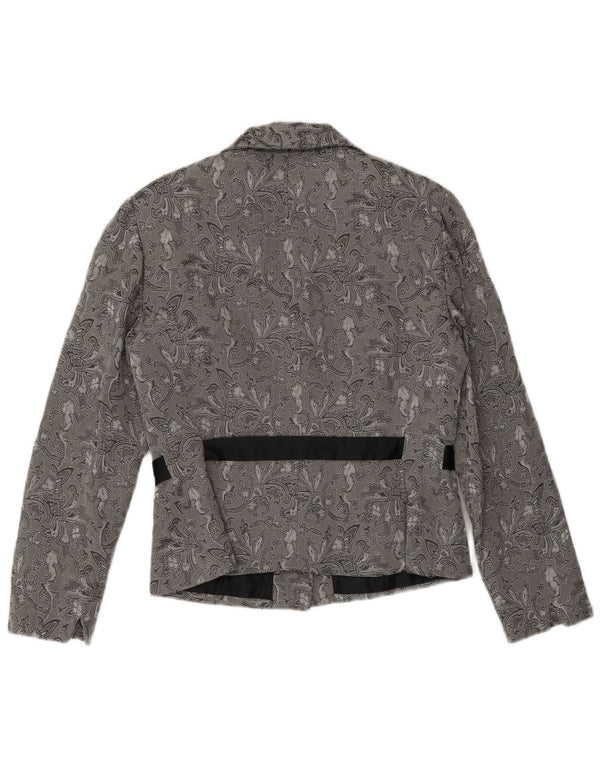 Perceptions Damen-Blazer mit 2 Knöpfen, Gr. 8, Größe S, grau, geblümt, Viskose
