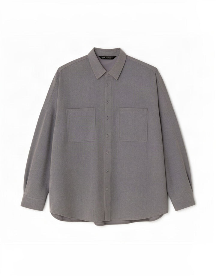 Zara Damen Cordhemd UK 14 Mittelblaues Polyester
