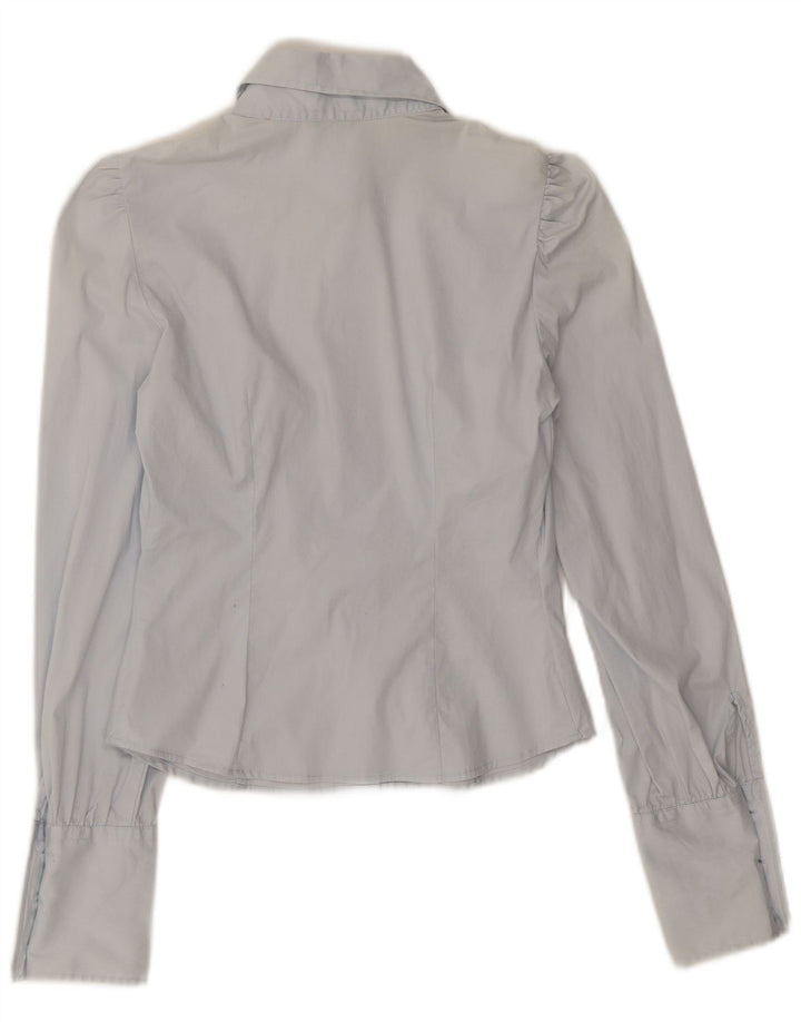 Benetton Damen Crop Shirt UK 8 Small Blau