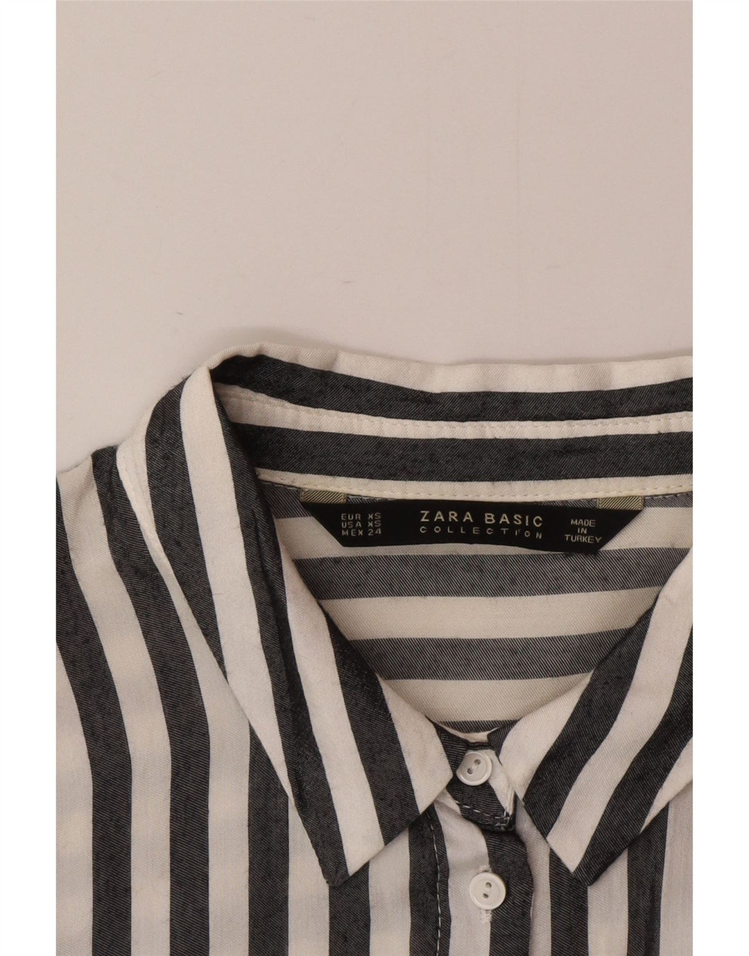 Zara Damen-Hemd UK 6 XS Schwarzer Nadelstreifen