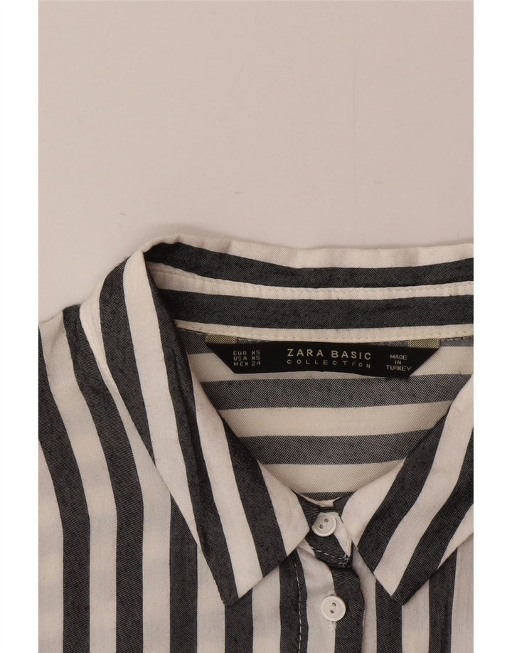 Zara Damen-Hemd UK 6 XS Schwarzer Nadelstreifen