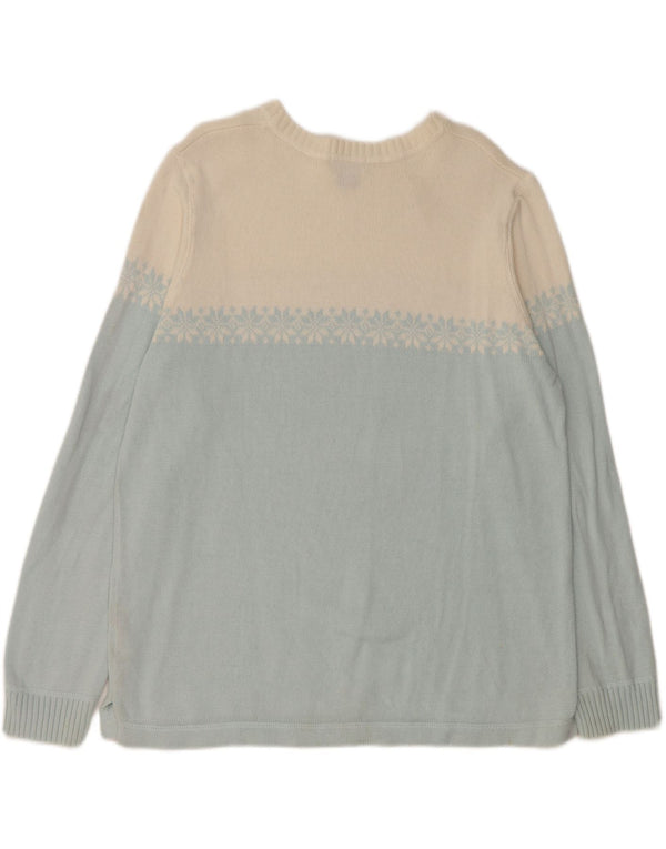 Eddie Bauer Damen-Pullover mit U-Boot-Ausschnitt, UK 16, Größe L, Blau, Farbblock