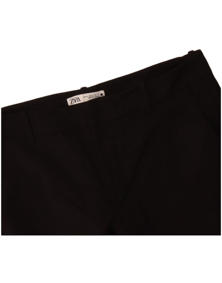 ZARA Damen Slim Chino-Hose EU 42 Large W32 L27 Schwarze Baumwolle