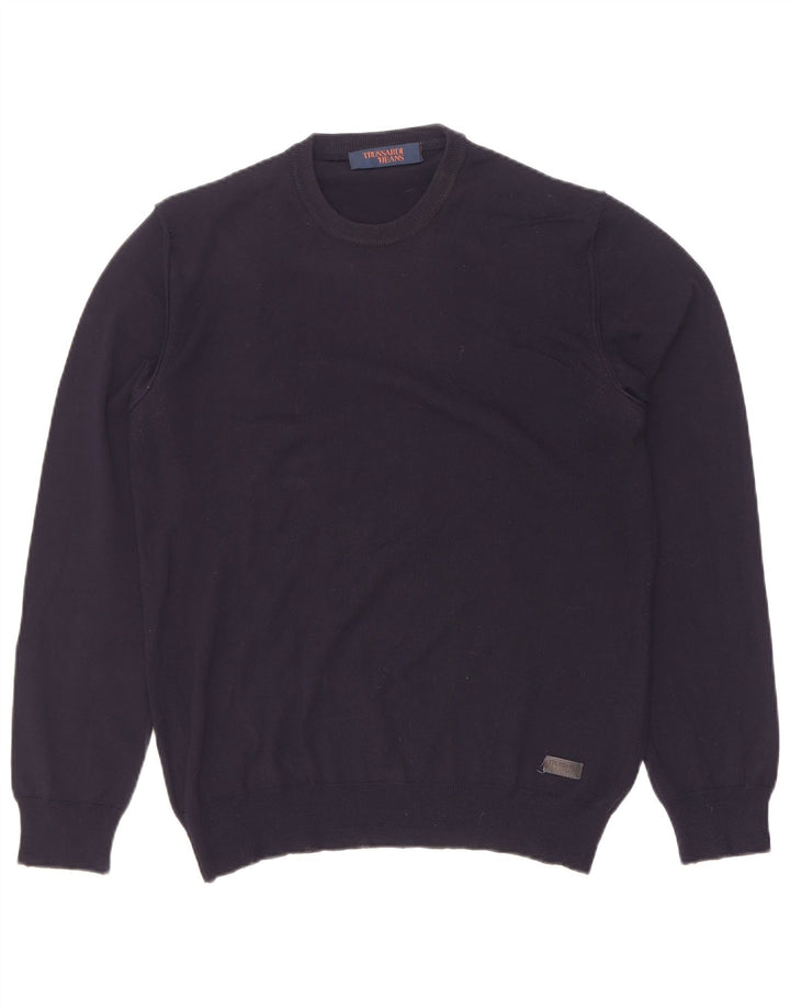 Trussardi Herren-Pullover mit Rundhalsausschnitt, Größe S, Marineblau