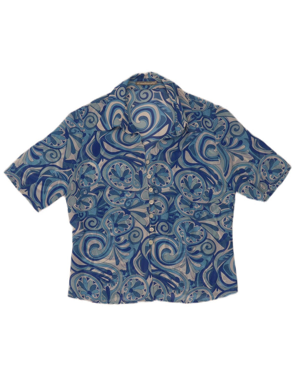 Marronetto Damen Kurzarm-Hemdbluse IT 44 Mittelblaues Paisleymuster