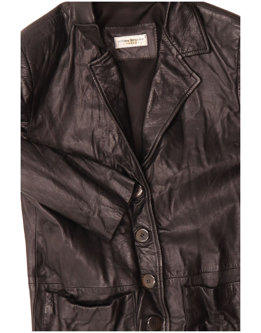 Ashley Brooke Damen Ledermantel UK 10 Small Schwarzes Leder