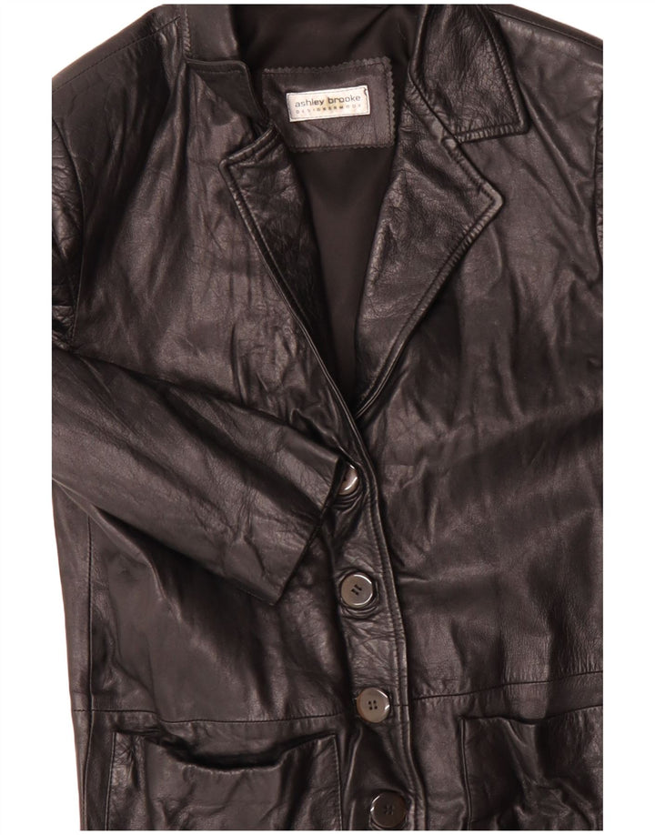 Ashley Brooke Damen Ledermantel UK 10 Small Schwarzes Leder