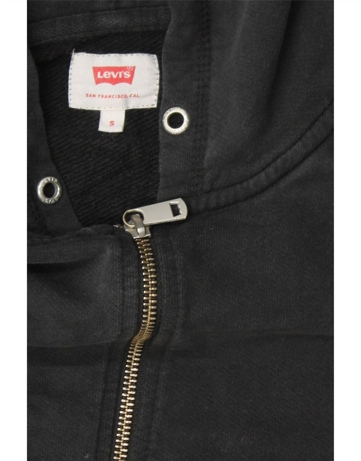 LEVI'S Mens Zip Hoodie Sweater Small Black Cotton Vintage Levi's and Second-Hand Levi's from Messina Hembry 