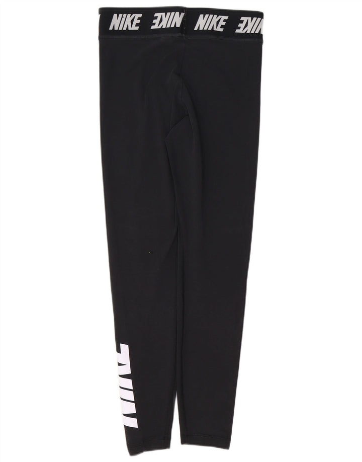 NIKE Damen Graphic Leggings UK 14 Mittelschwarze Baumwolle