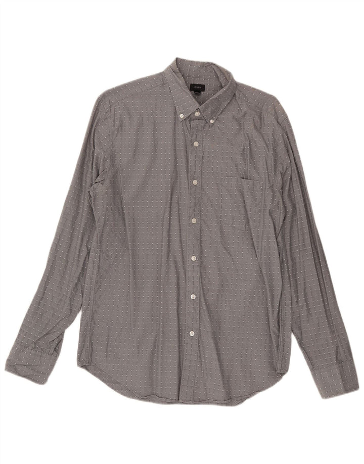 J. Crew Herrenhemd aus mittelgrauer, geometrischer Baumwolle