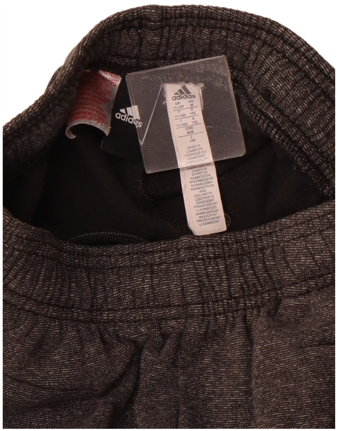 ADIDAS Mädchen-Trainingshose, Jogginghose, 11–12 Jahre, grau gefleckte Baumwolle