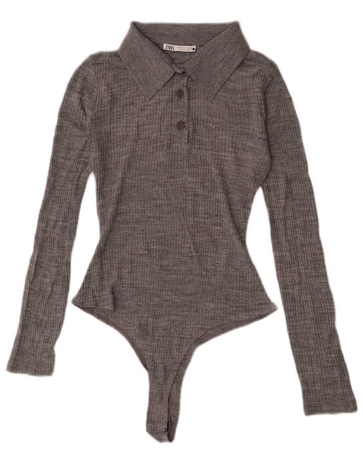 Zara Langarm-Body für Damen, Gr. 8, Grau