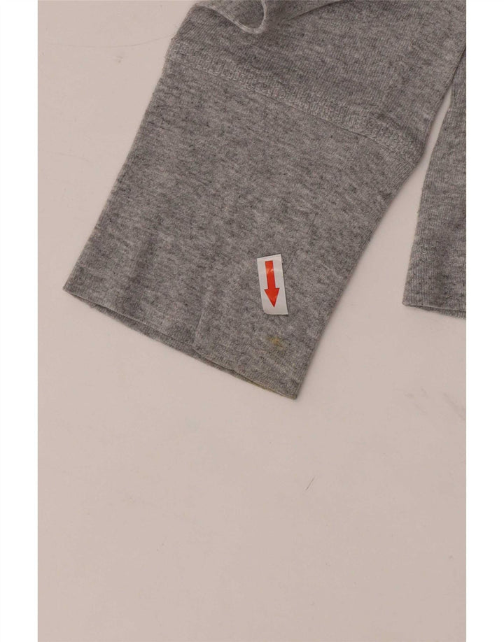 Adidas Damen Top Langarm UK 10 Small Graue Baumwolle