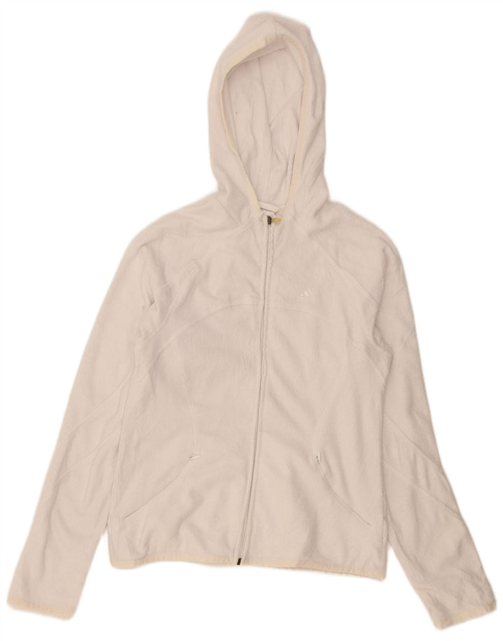 Adidas Damen Kapuzen-Fleecejacke UK 12 Mittelweißes Polyester