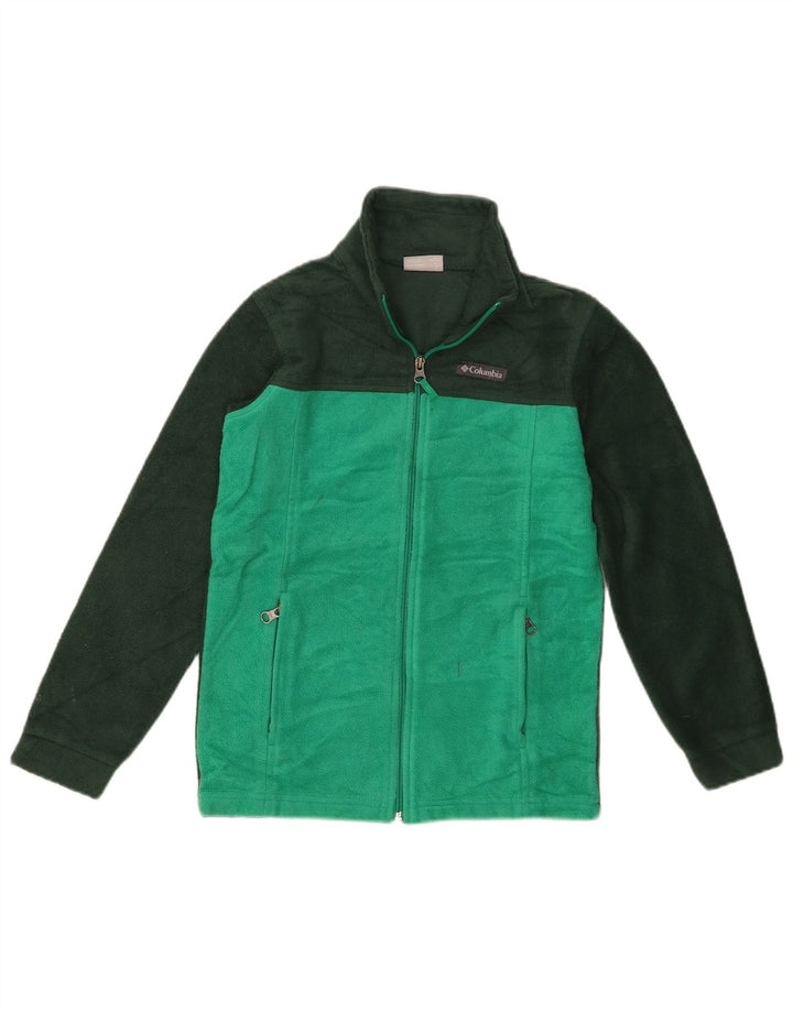 Columbia Fleecejacke für Mädchen, 10–11 Jahre, mittelgrünes Farbblock-Polyester