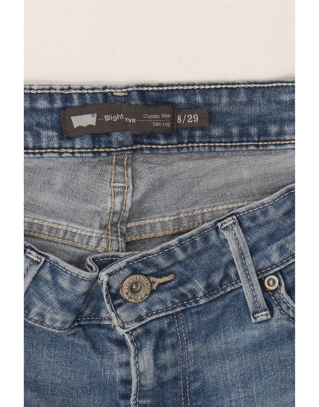 LEVI'S Womens Slight Curve Slim Jeans US 8 Medium W29 L30 Blue Vintage Levi's and Second-Hand Levi's from Messina Hembry 