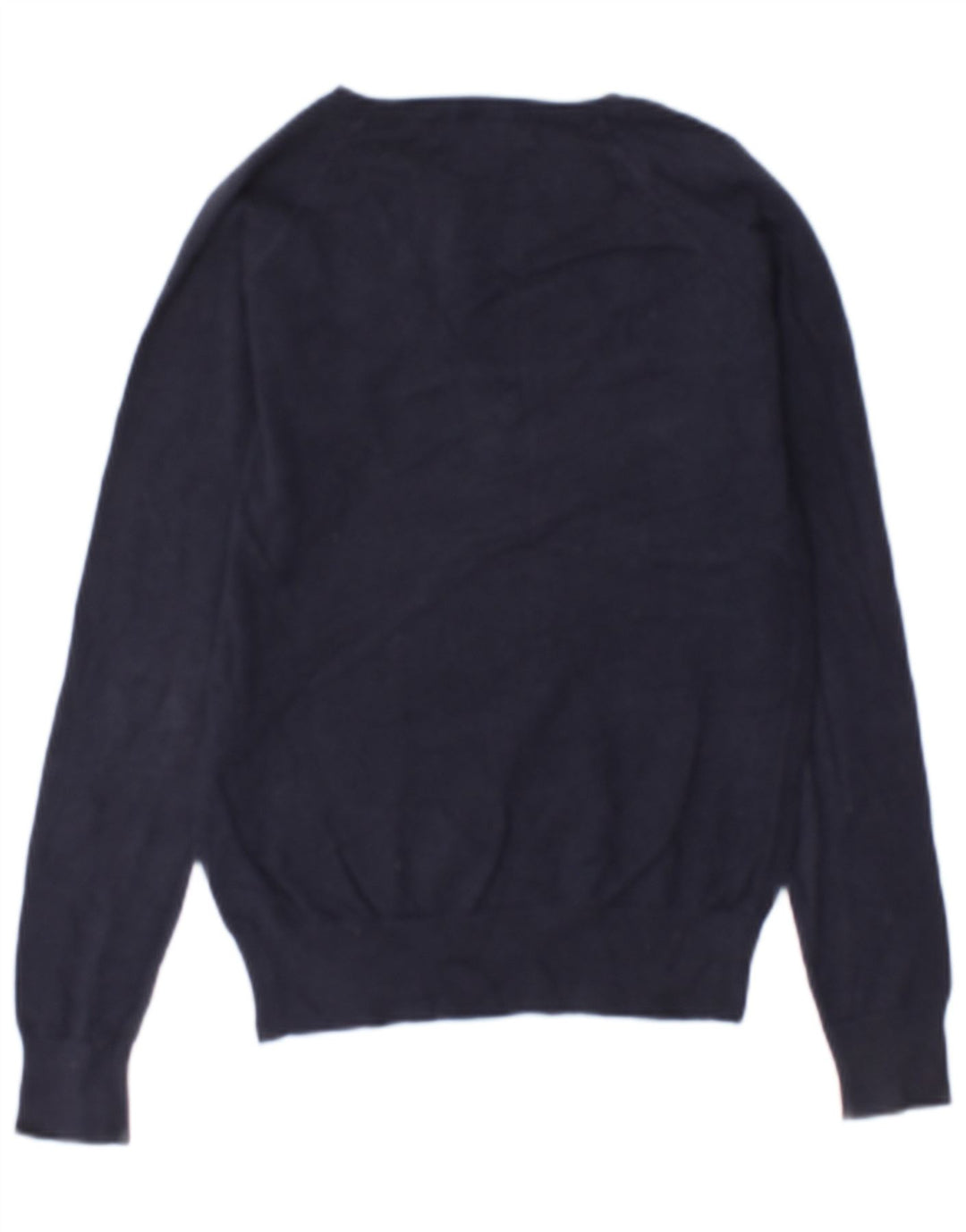 Zara Damen-Pullover mit V-Ausschnitt, UK 14, mittelmarineblaue Baumwolle