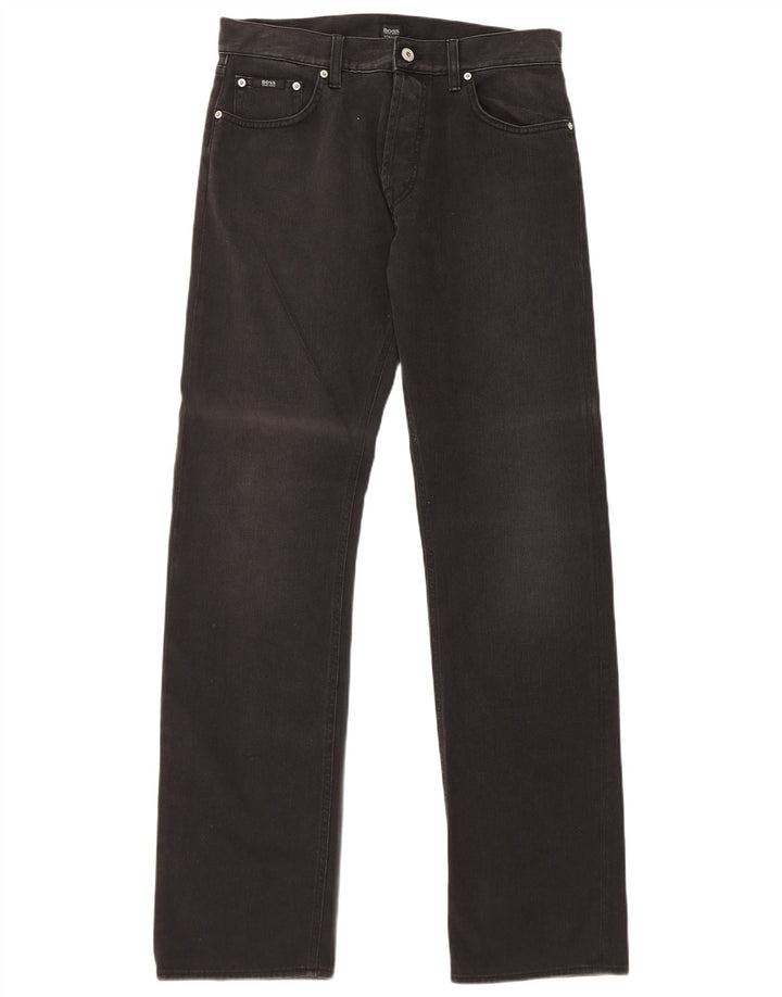 Hugo Boss Herren Straight Jeans W32 L34 Schwarze Baumwolle