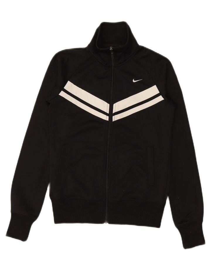 NIKE Womens Tracksuit Top Jacket UK 8/10 Small Black Striped