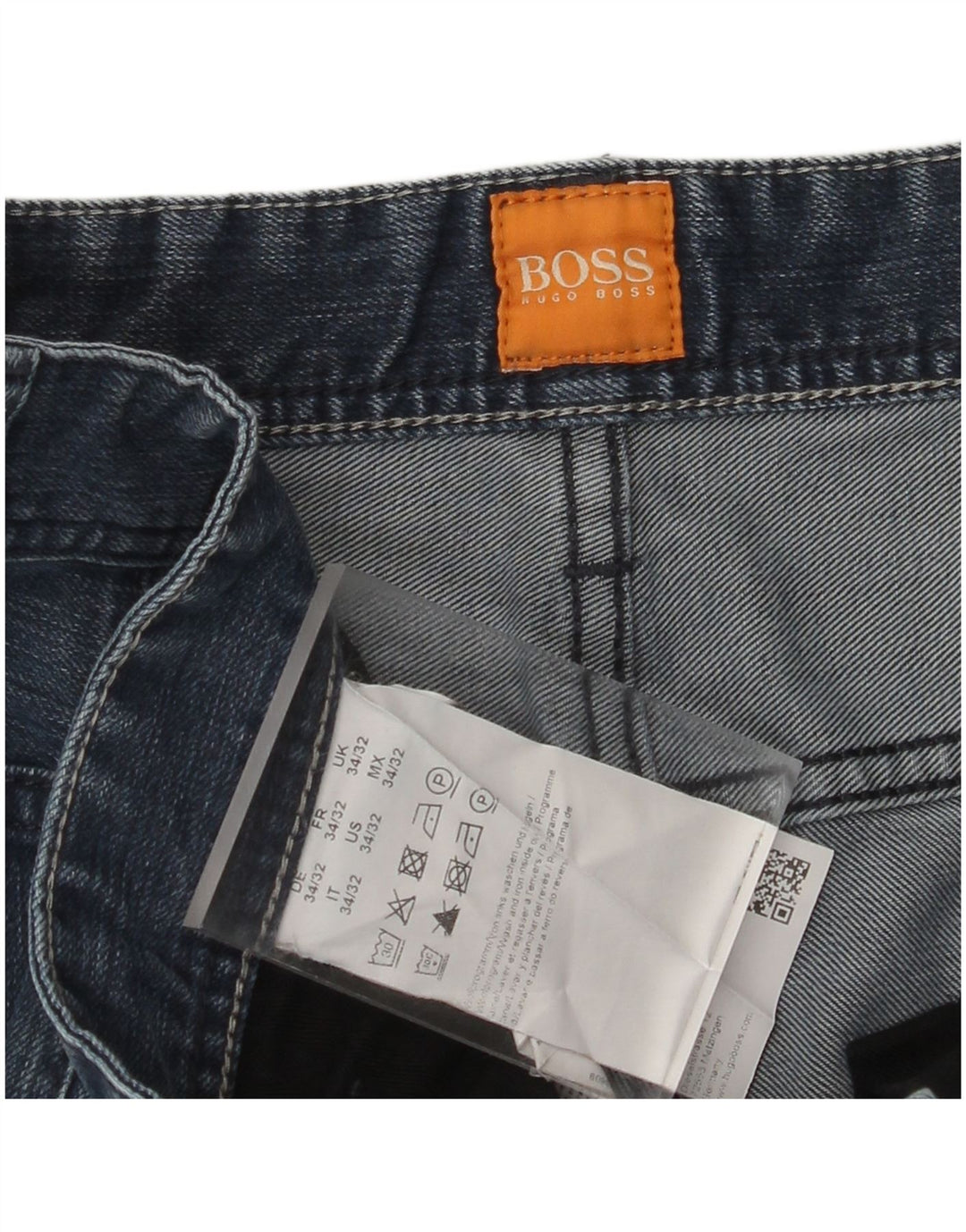 HUGO BOSS Herren Straight Jeans W34 L32 Marineblaue Baumwolle