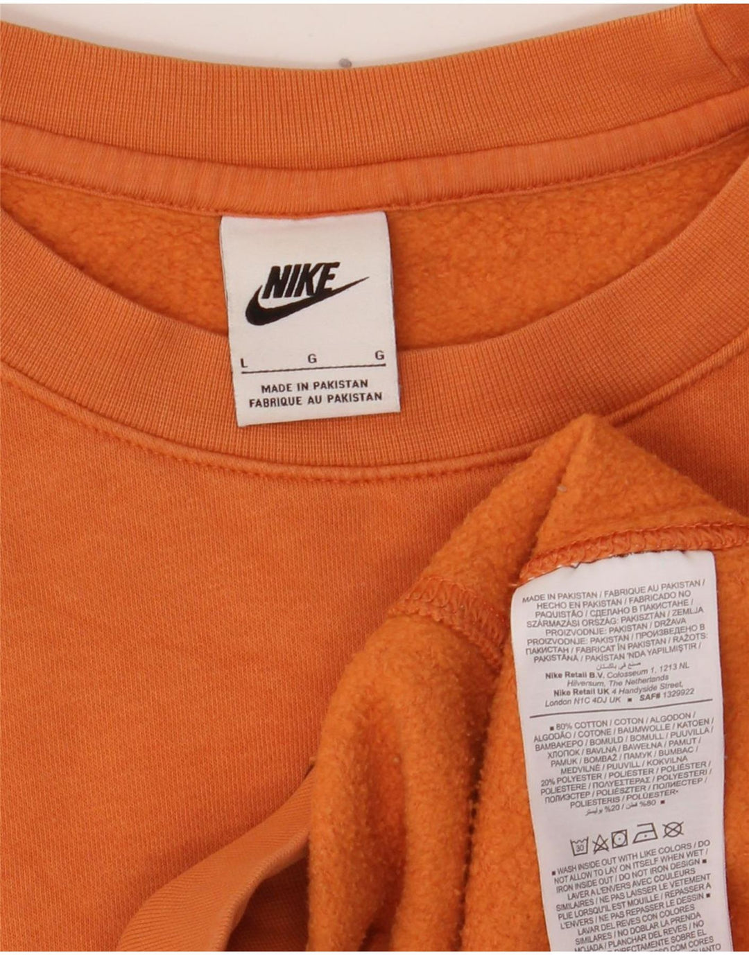 Nike Herren-Sweatshirt mit Grafik, groß, orange, Baumwolle