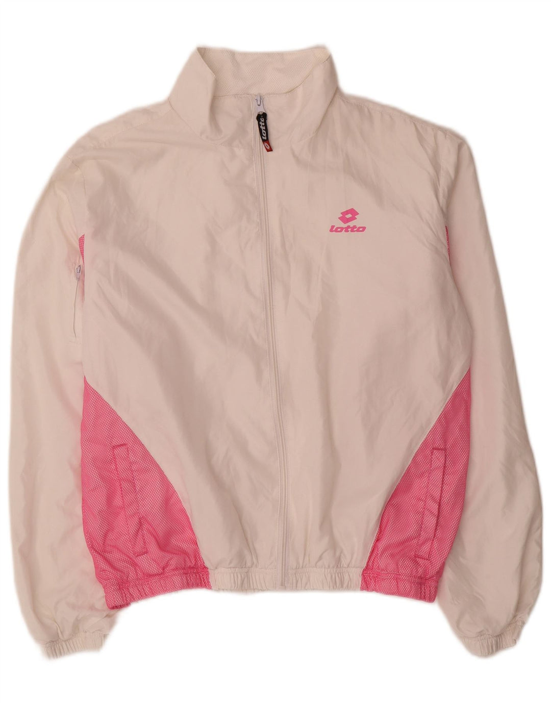 Lotto Damen-Trainingsanzug-Top-Jacke, UK 16, groß, weißes Farbblock-Polyester