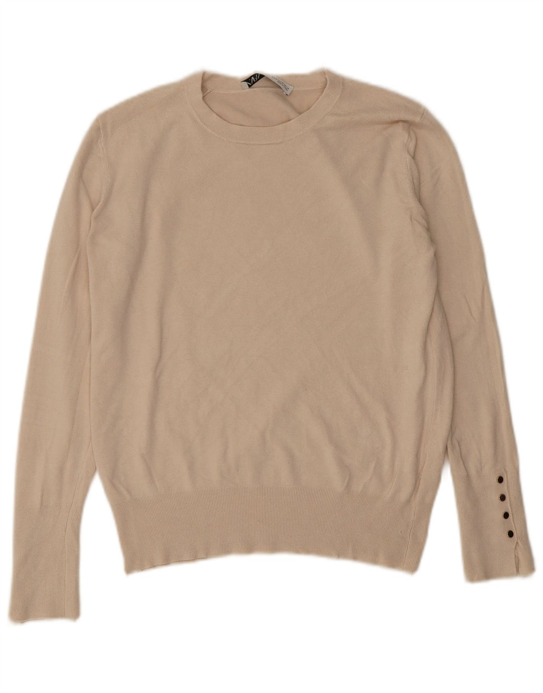 Zara Damen-Pullover mit Rundhalsausschnitt, Gr. 12, Mittelbeige