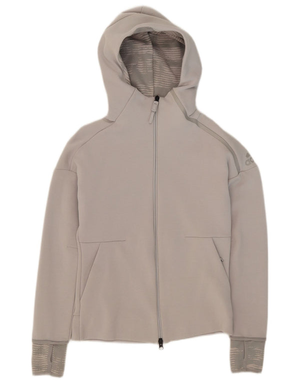 Adidas Damen Zip Hoodie Pullover UK 6 XS Grau